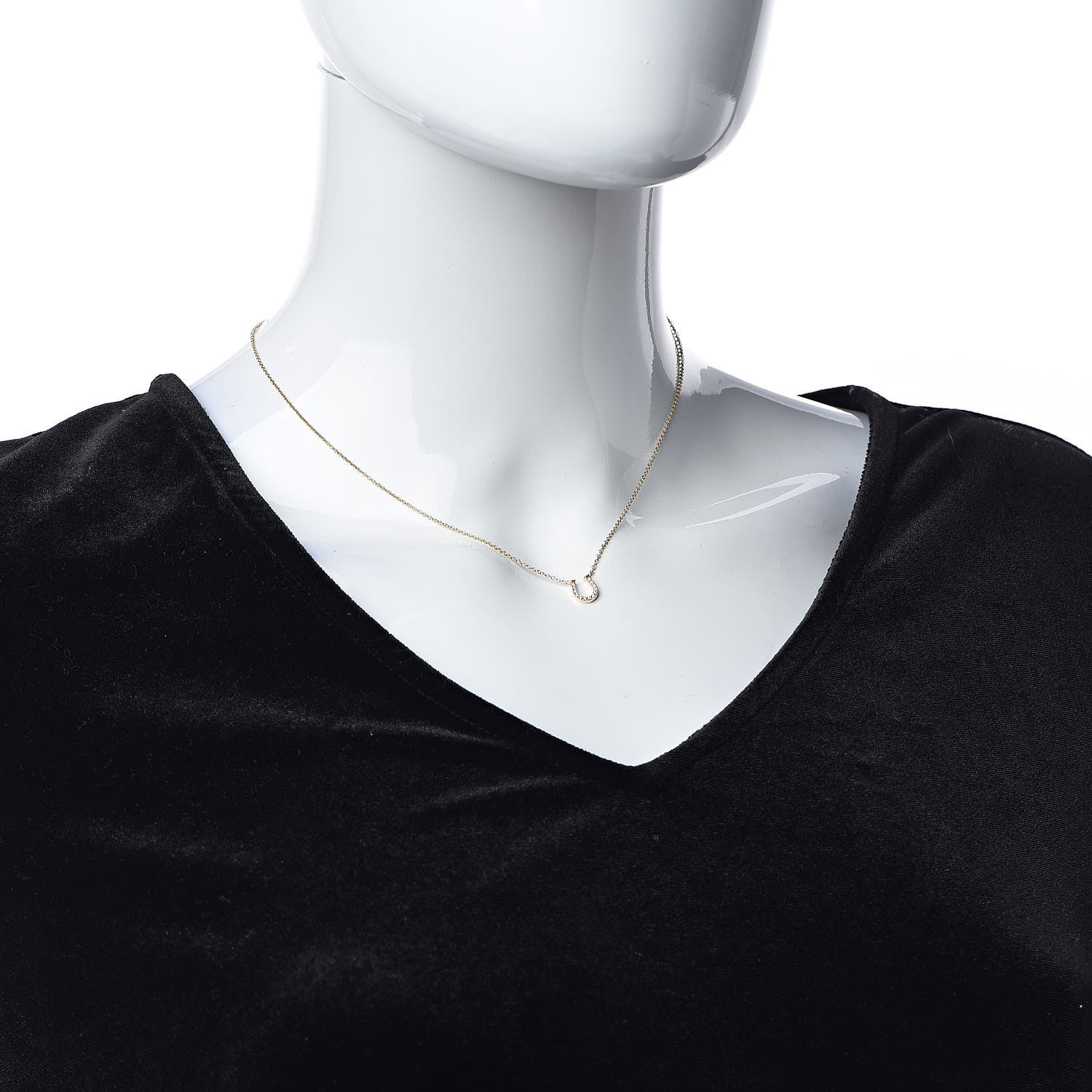 Tiffany 18K Rose Gold Diamond Mini Metro Horseshoe Pendant Necklace 2 of 7