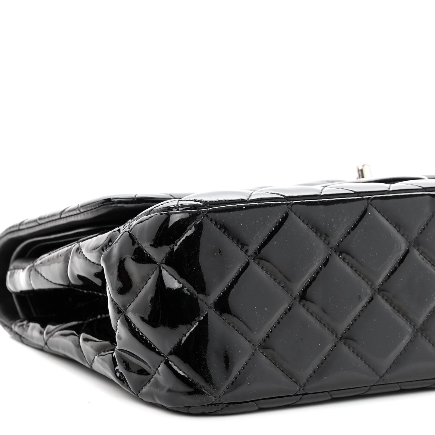 Patent Quilted Jumbo Double Flap Black