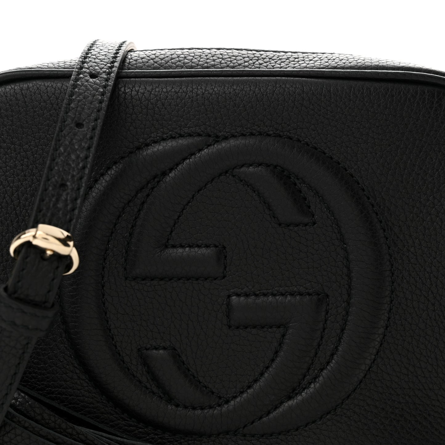 Pebbled Calfskin Small Soho Disco Bag Black