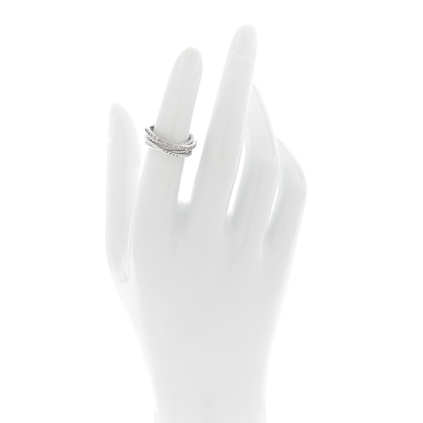 Sterling Silver Diamond 7mm Crossover Ring 48 4.5
