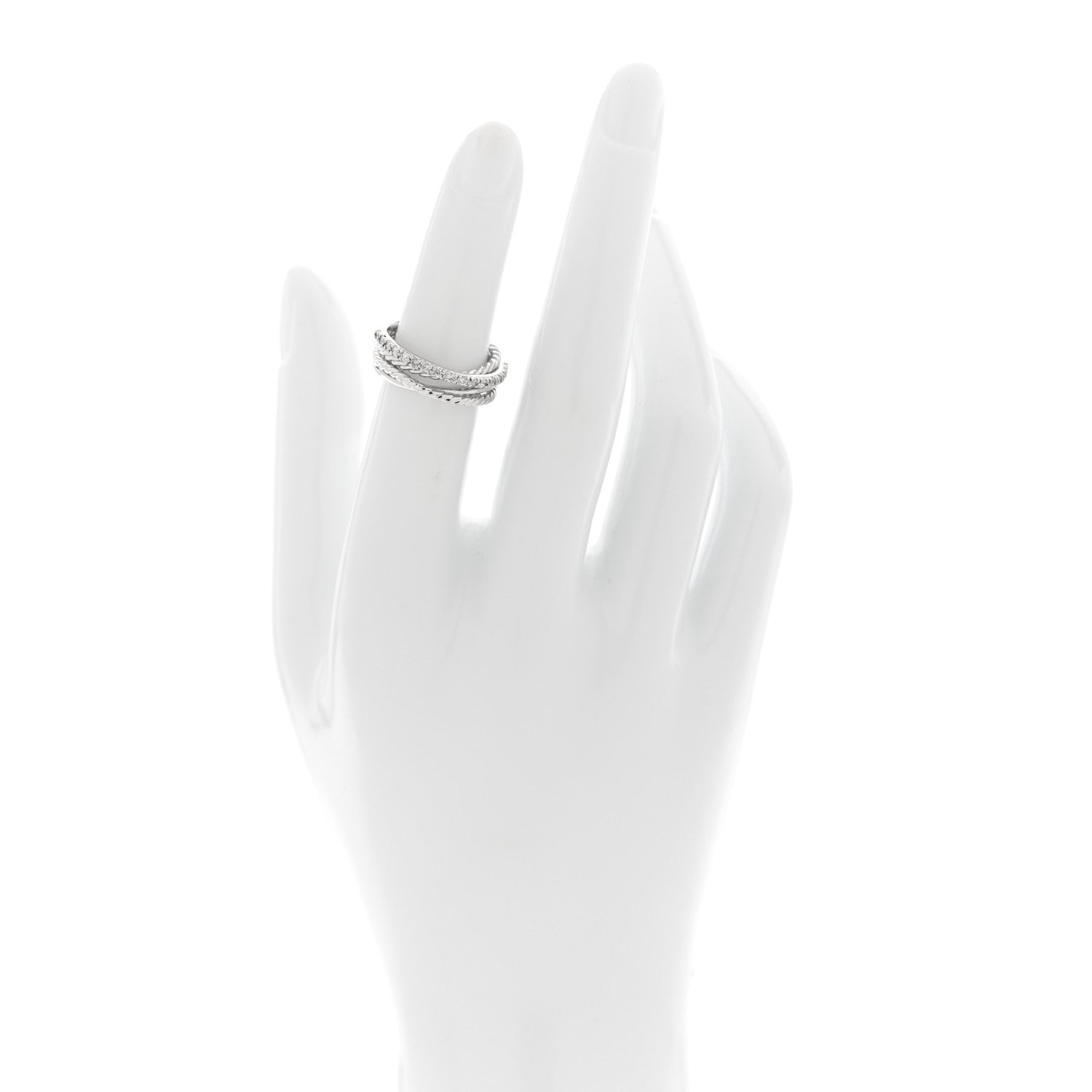 David Yurman Sterling Silver Diamond 7mm Crossover Ring 48 4.5 2 of 4