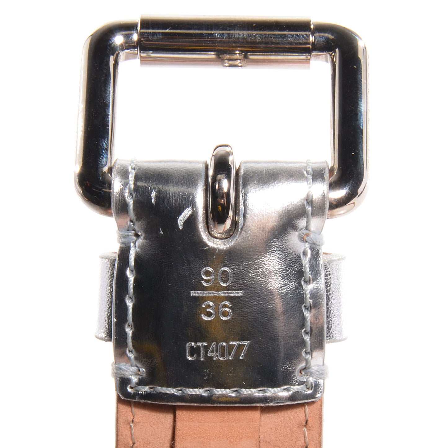 Metallic Leather Perforation Belt 90 36 Silver