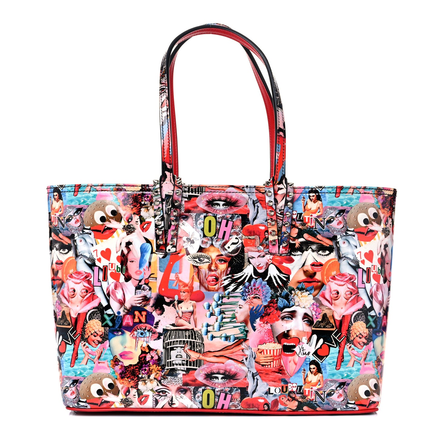 Patent Calfskin Small Oh Xtian Cabata Tote Red
