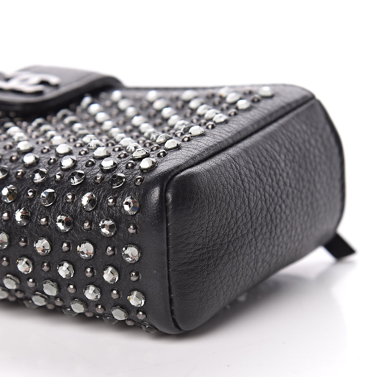 Calfskin Strass Studded Mini Phone Holder Clutch Black