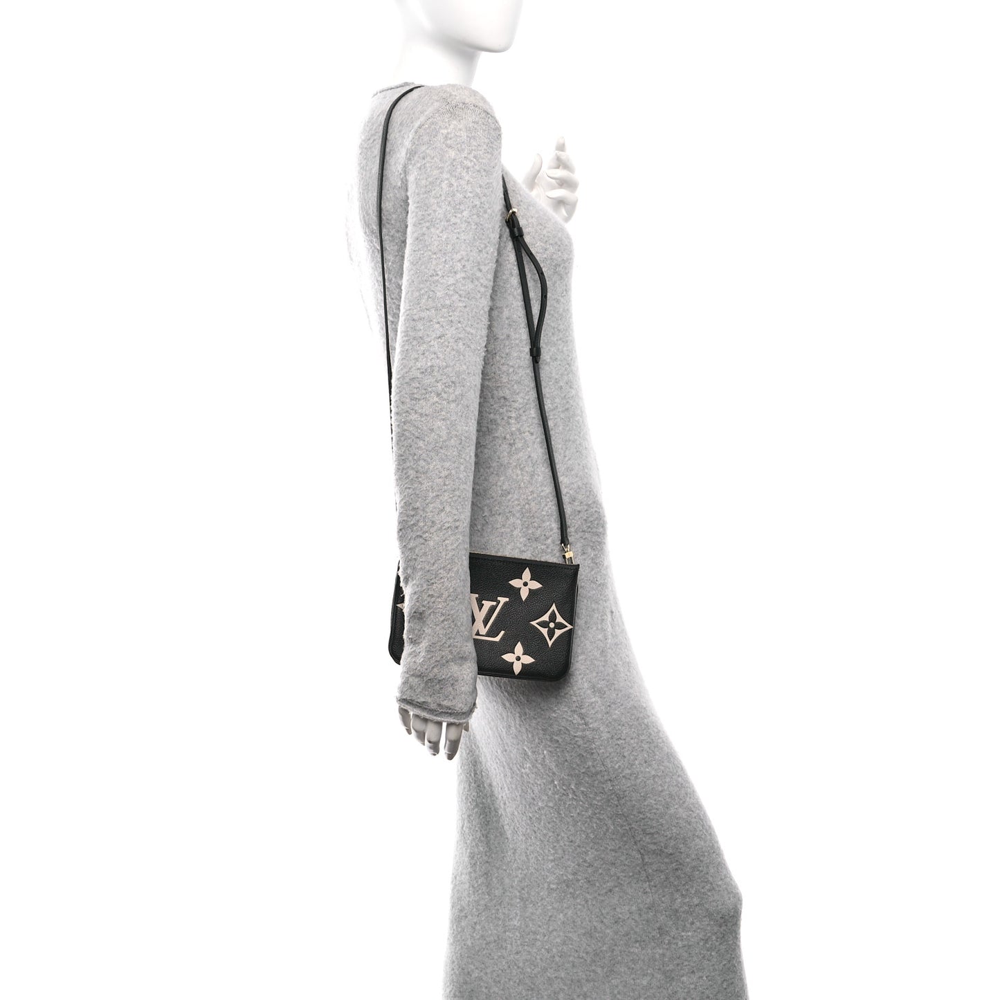 Empreinte Monogram Giant Double Zip Pochette Black Cream