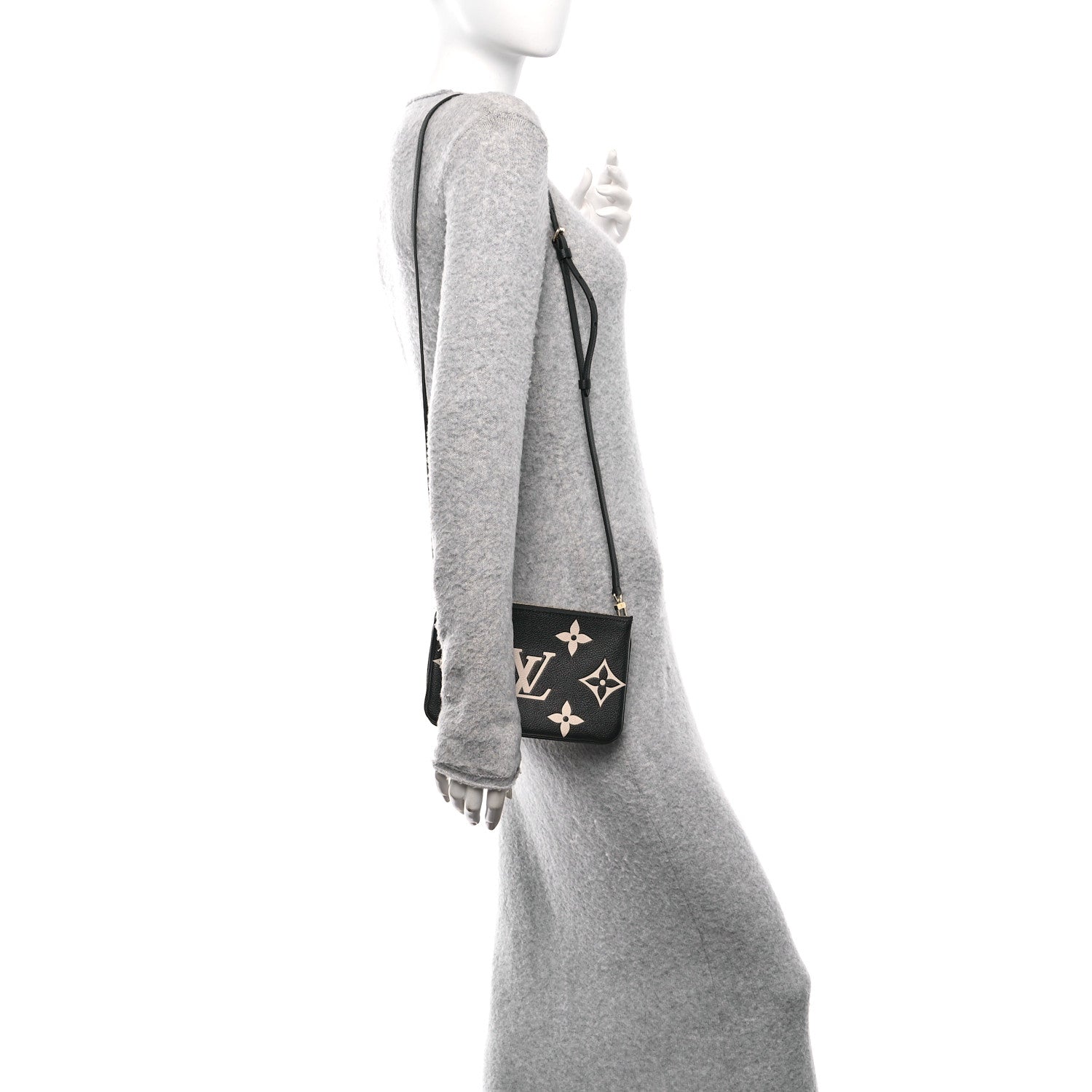 Louis Vuitton Empreinte Monogram Giant Double Zip Pochette Black Cream 2 of 9