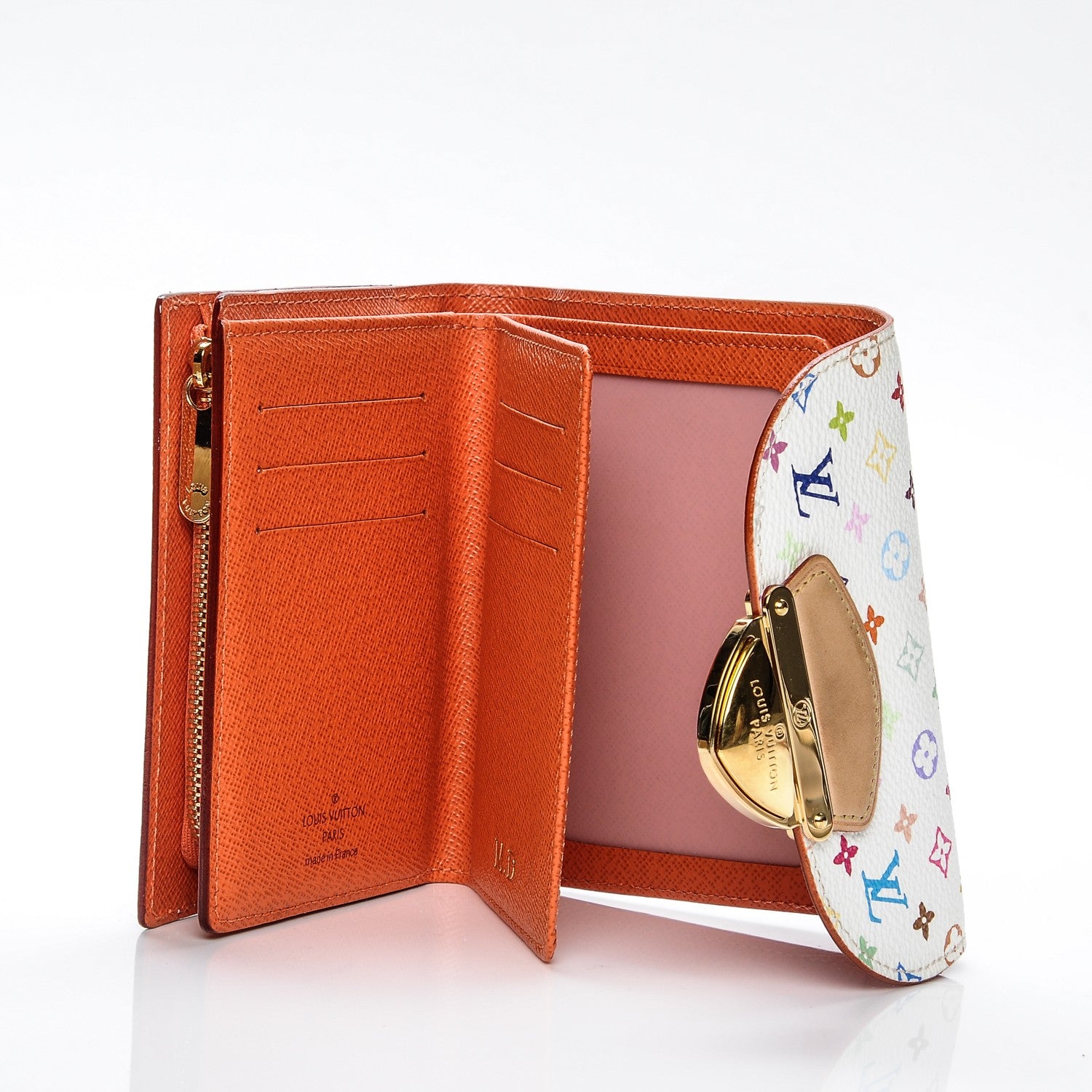 Louis Vuitton Monogram Multicolor Joey Wallet White Orange 5 of 7