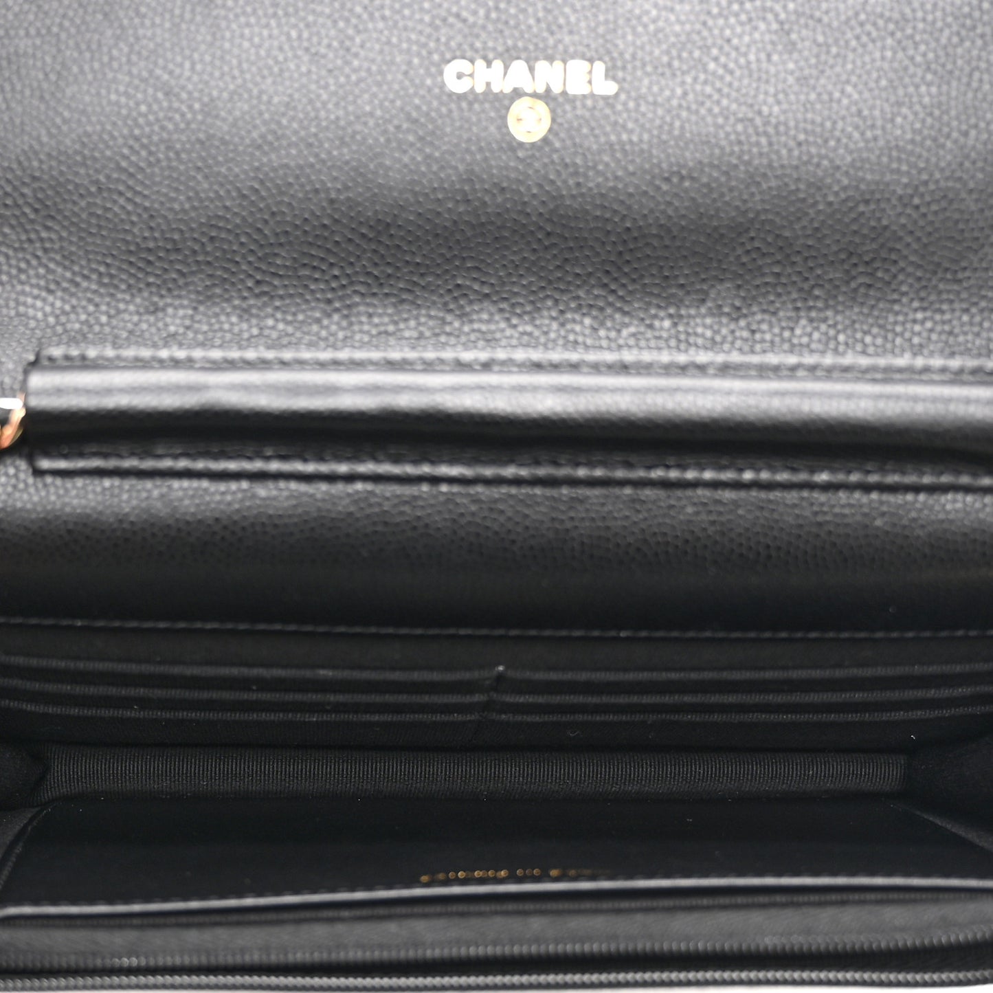 Caviar Quilted Crystal CC Wallet On Chain WOC Black