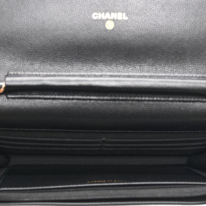 Chanel Caviar Quilted Crystal CC Wallet On Chain WOC Black 5 of 12