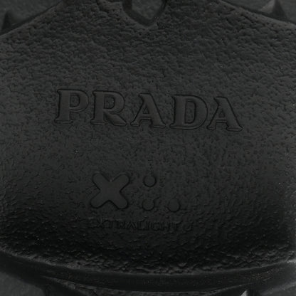 Prada Spazzolato Rois Metal Triangle Logo Monolith 55mm Loafers 37 Black 7 of 9