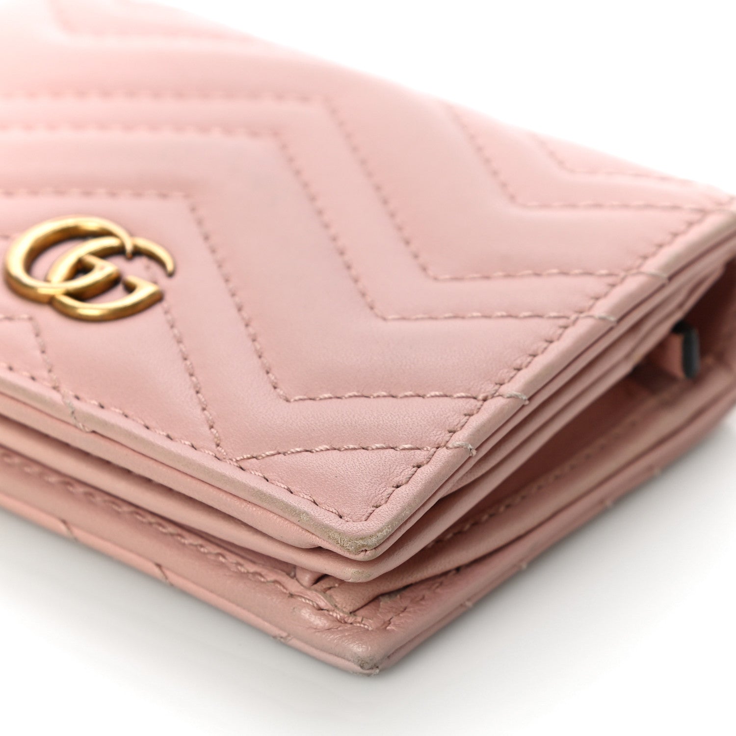 Gucci Calfskin Matelasse GG Marmont Card Case Wallet Perfect Pink 9 of 11