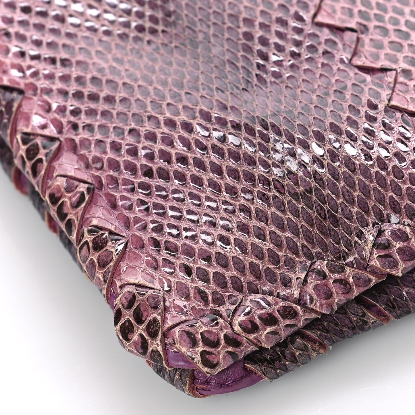 Snakeskin Turnlock Clutch Purple