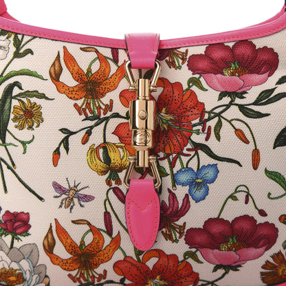 Gucci Canvas Flora Medium Jackie Hobo Fuchsia 10 of 10
