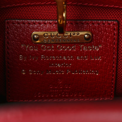 Gucci Canvas Jacquard Calfskin 100 Centennial Music Small Tote Bag Ivory Red 6 of 8