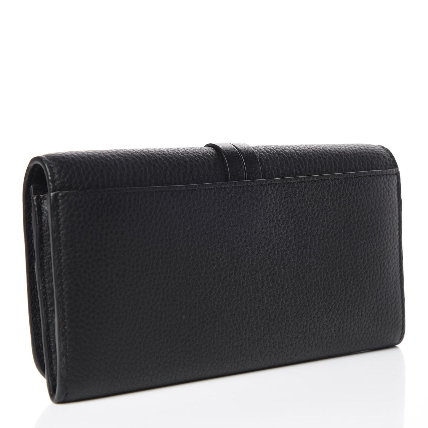 Calfskin Alphabet Long Wallet Black