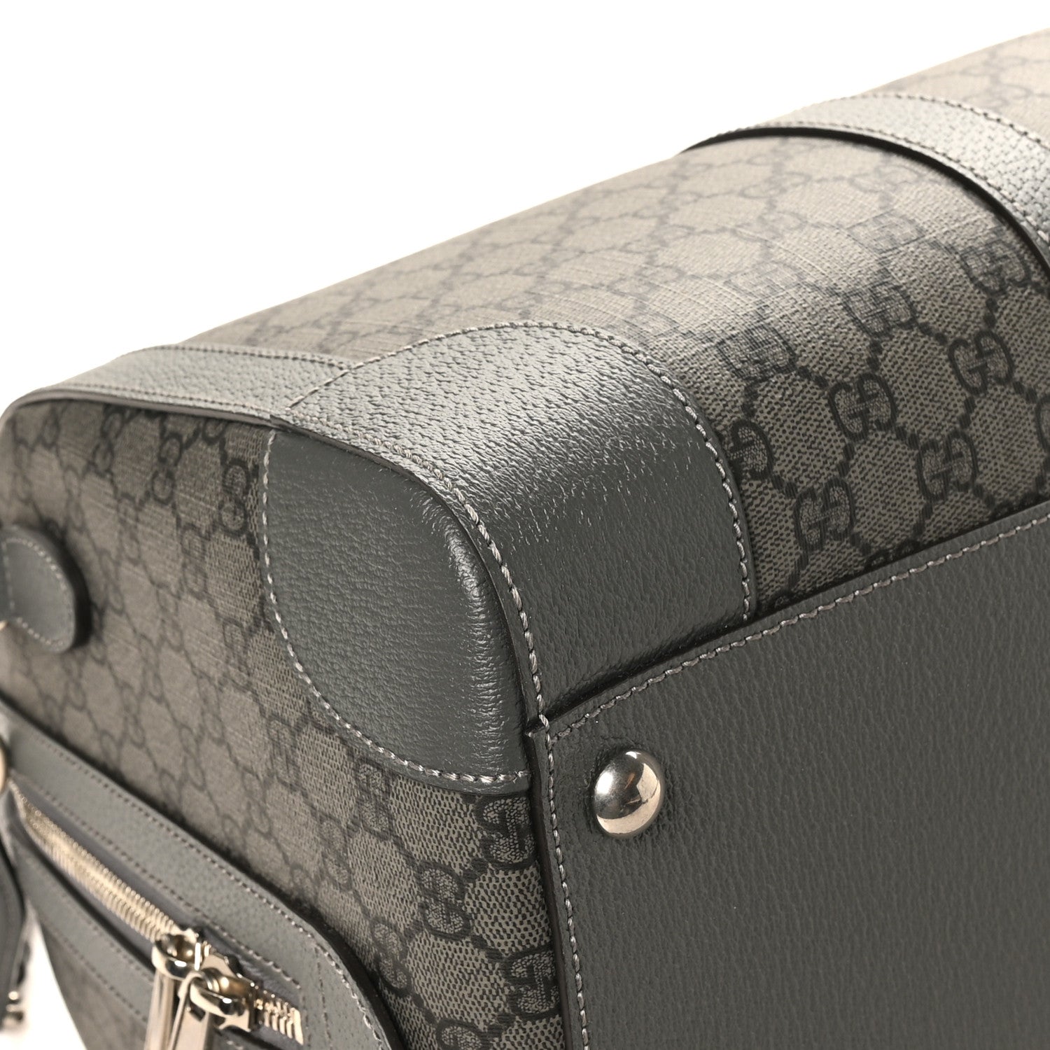 Gucci GG Supreme Monogram Textured Dollar Calfskin Medium Savoy Duffle Bag Grey Black Graphite Grey 8 of 11