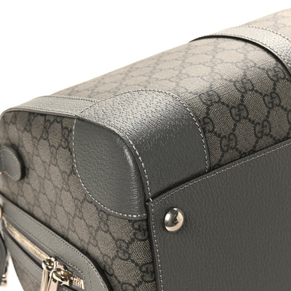 Gucci GG Supreme Monogram Textured Dollar Calfskin Medium Savoy Duffle Bag Grey Black Graphite Grey 8 of 11