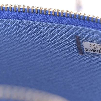 Chanel Raffia Jute Striped Mini Vanity Case With Chain Blue Beige 7 of 11