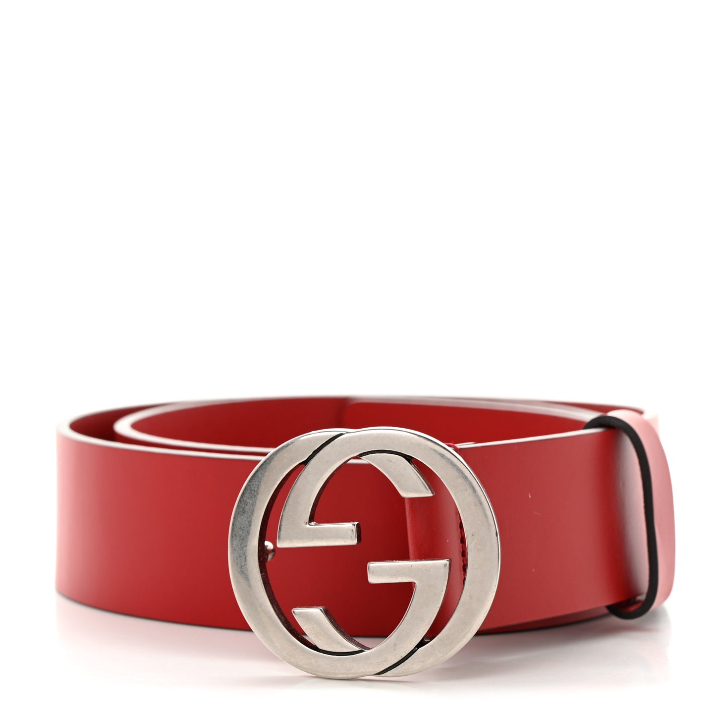 Selleria Calfskin Nickel Interlocking G 37mm Belt 90 36 Rosso