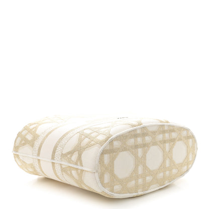 Christian Dior Canvas Cannage Embroidered Brocart Hat Basket Bag White Gold 5 of 12