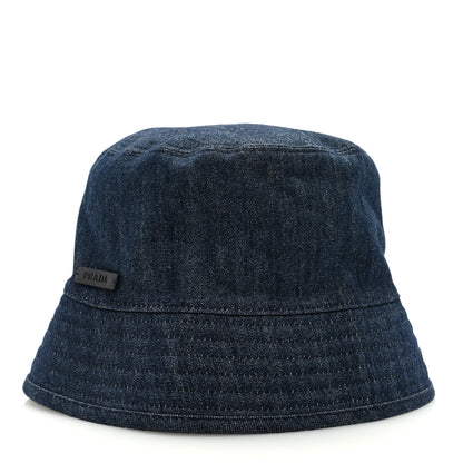 Prada Denim Re-Nylon Reversible Bucket Hat Blue Black 6 of 12