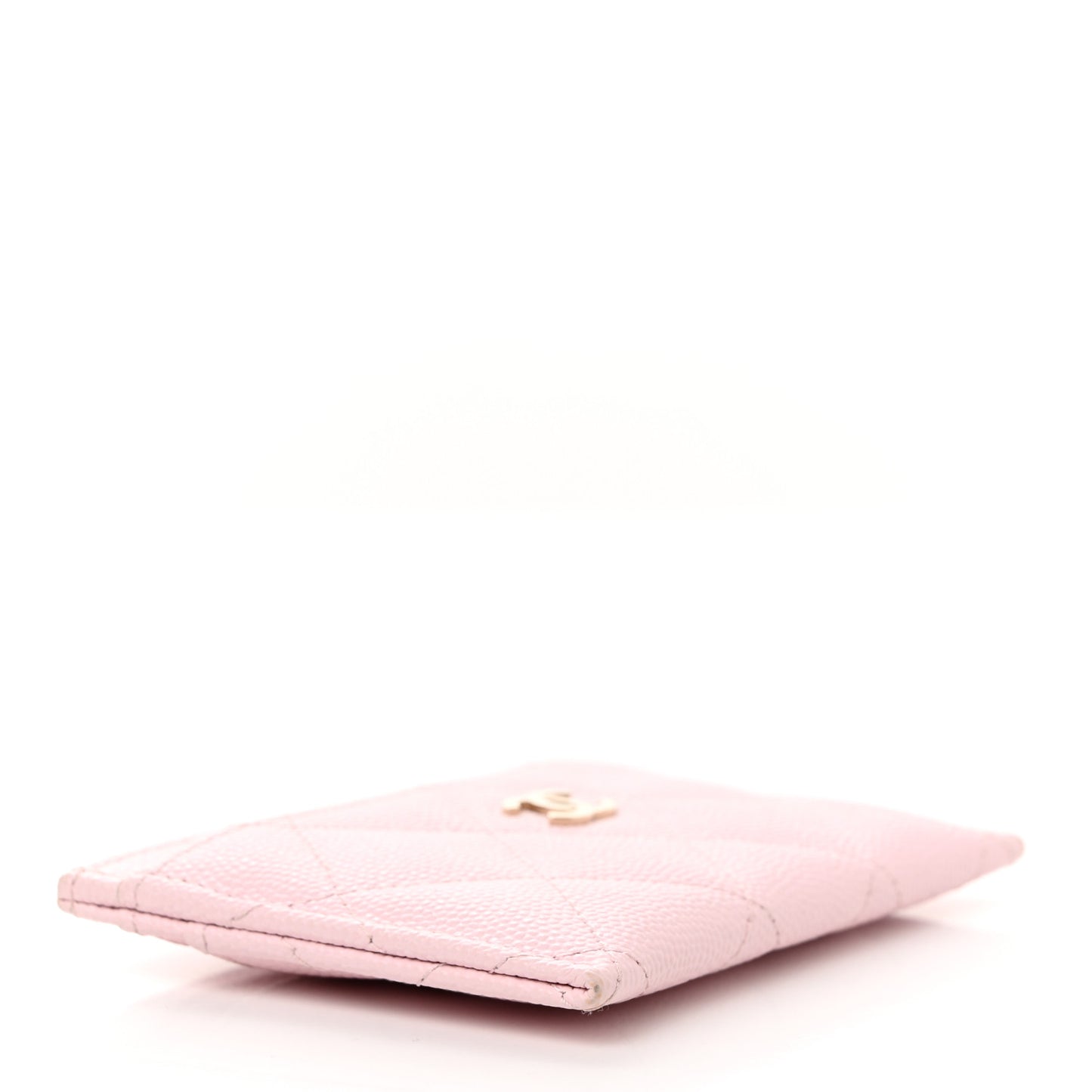 Caviar Quilted Card Holder Light Pink