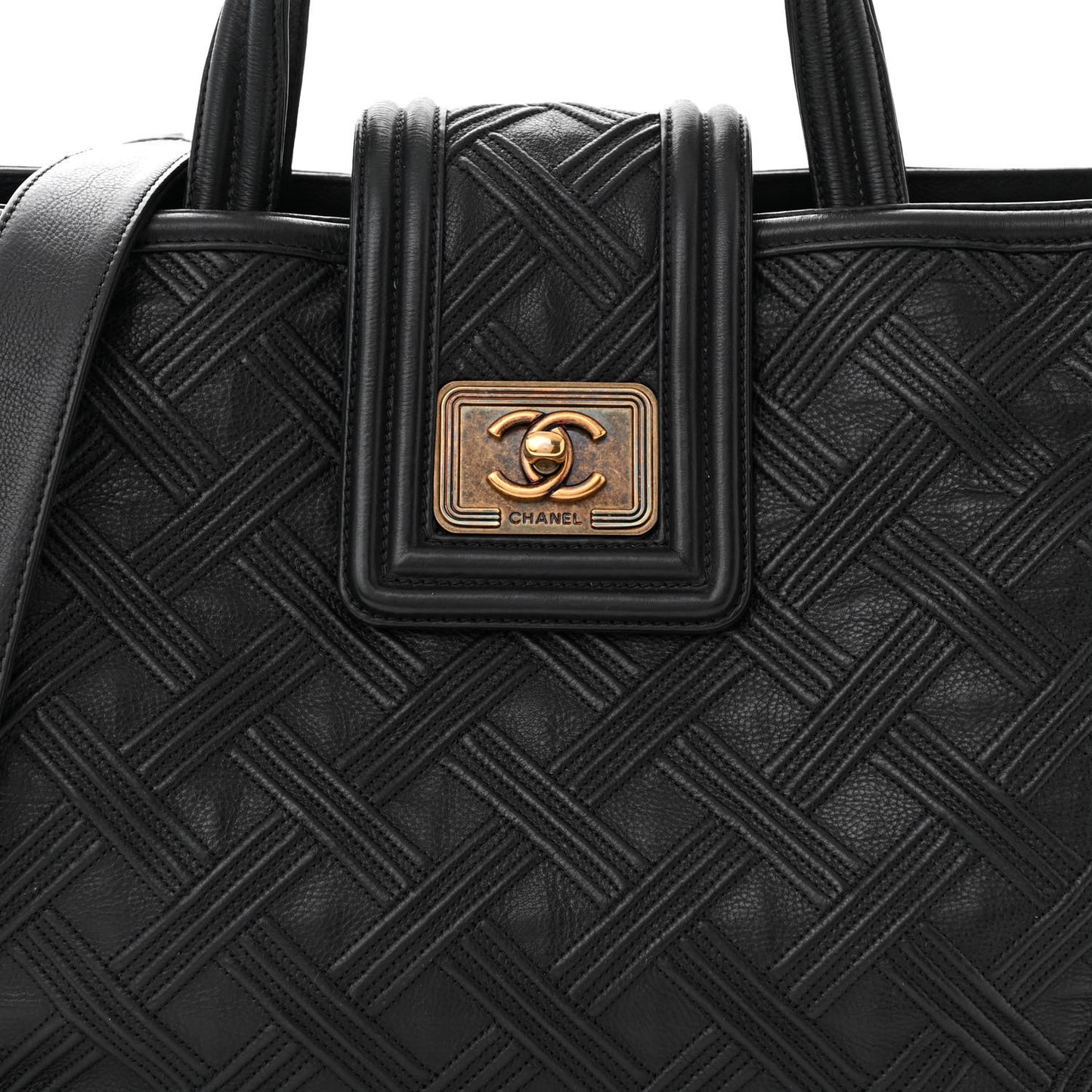 Calfskin Large Retro Girl Shopping Tote Black