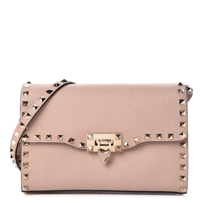 Valentino Garavani Pebbled Calfskin Medium Rockstud Flip Lock Crossbody Bag Poudre 1 of 11