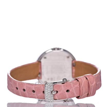 Van Cleef & Arpels 18K White Gold Alligator Diamond Pave Bezel 25mm Charms Quartz Watch 4 of 7