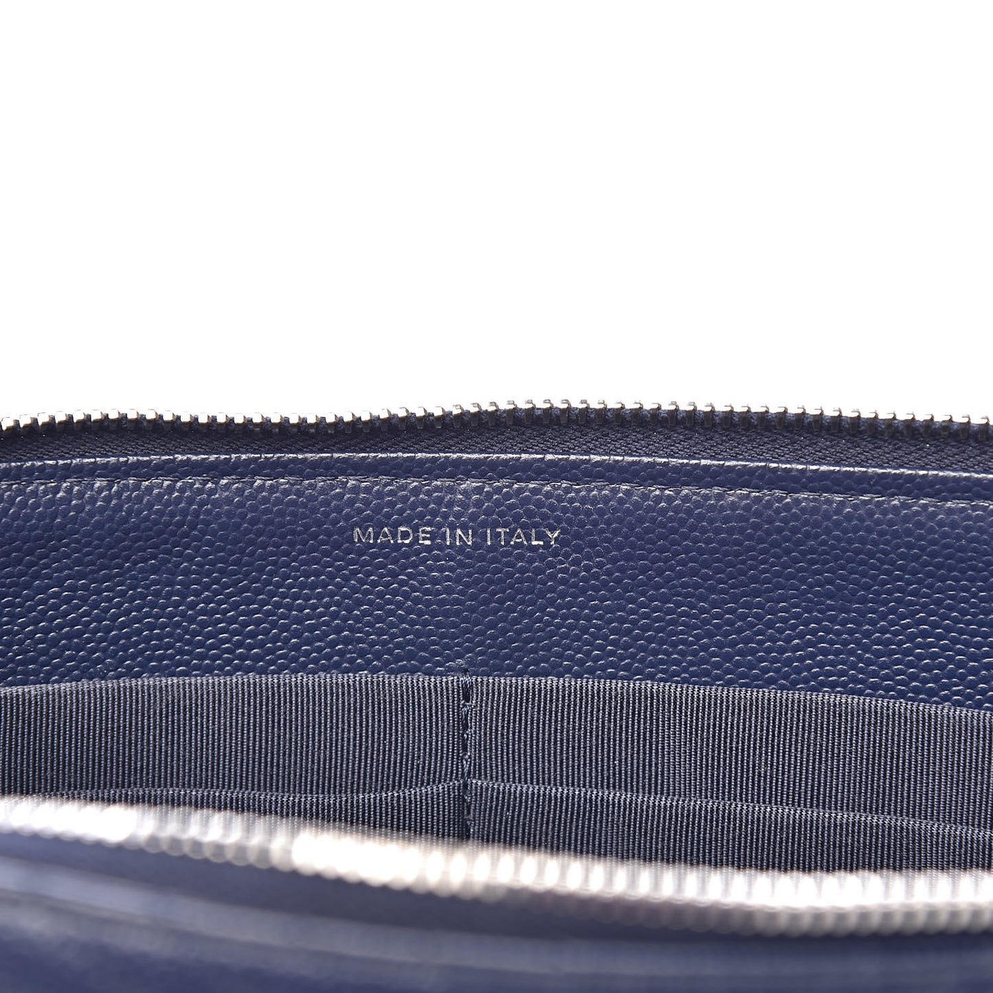 Caviar Chevron Quilted Large Zipped Clutch Navy