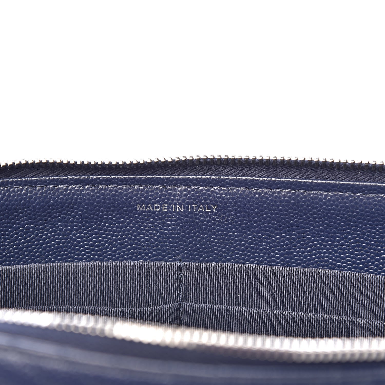 Chanel Caviar Chevron Quilted Large Zipped Clutch Navy 7 of 9