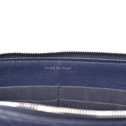 Chanel Caviar Chevron Quilted Large Zipped Clutch Navy 7 of 9