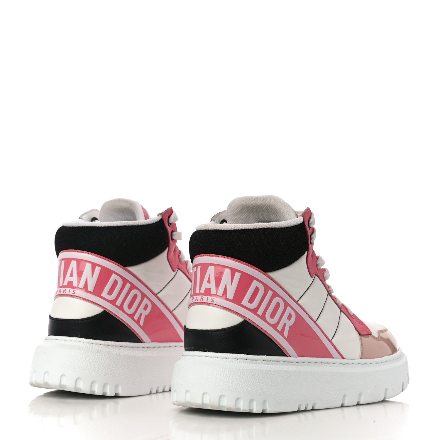 Christian Dior Nylon Calfskin Womens D-Player High Top Sneakers 39 Pink 3 of 14