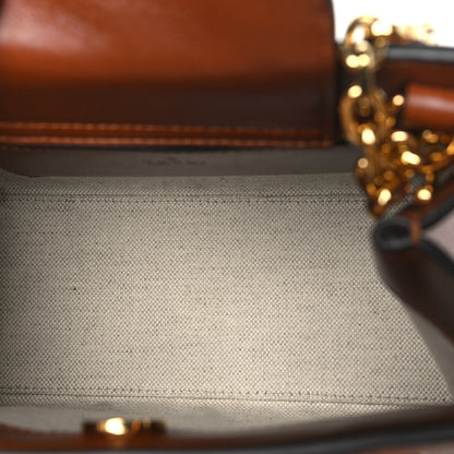 Gucci New Canvas Charisma Calfskin Crystal GG Monogram Mini Diana Tote Bag Camel Ebony 5 of 10