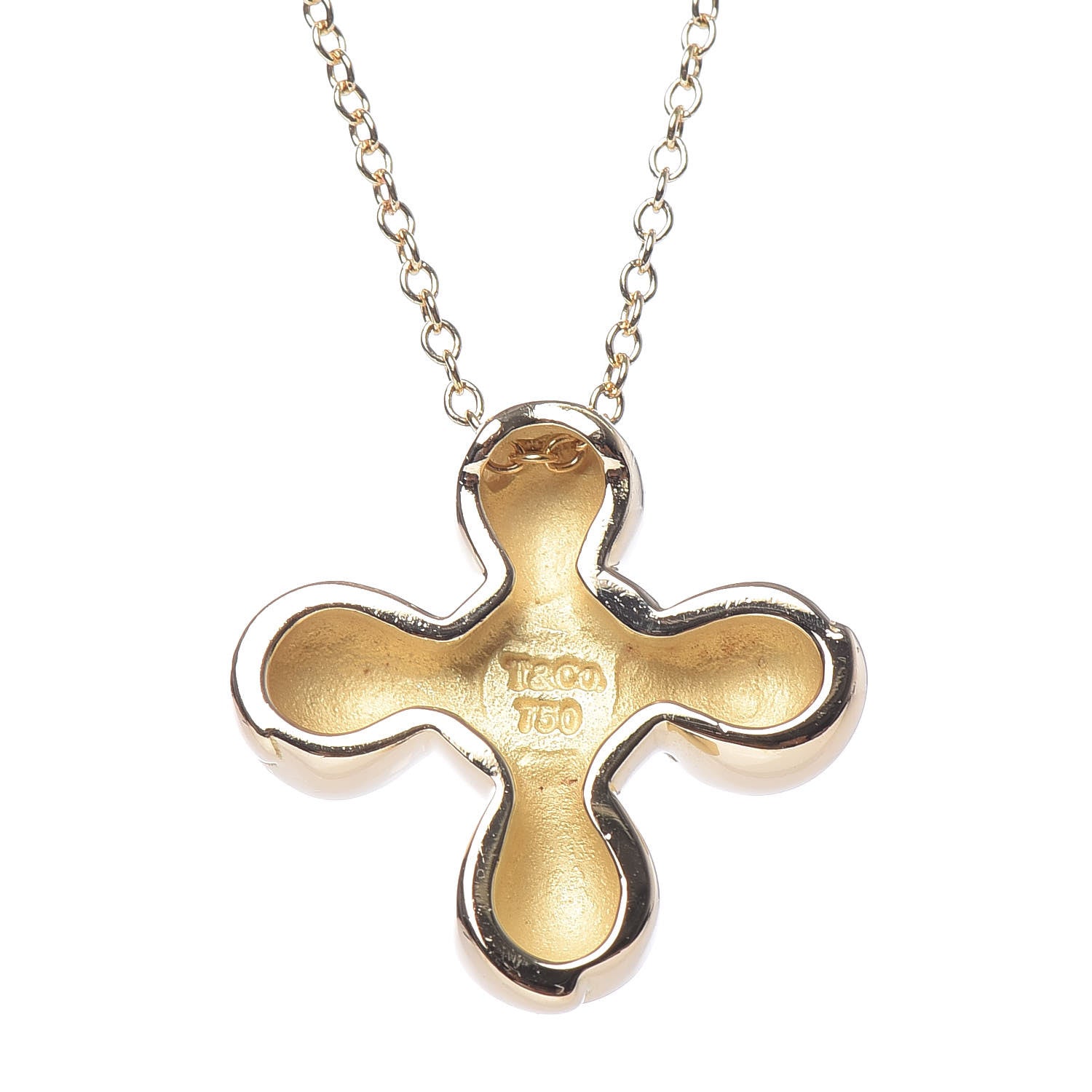 Tiffany 18K Yellow Gold Spiro Swirl Cross Pendant Necklace 5 of 7