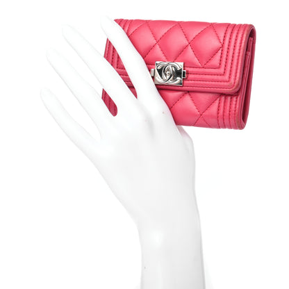 Chanel Lambskin Quilted Boy Flap Card Holder Fuchsia 2 of 8