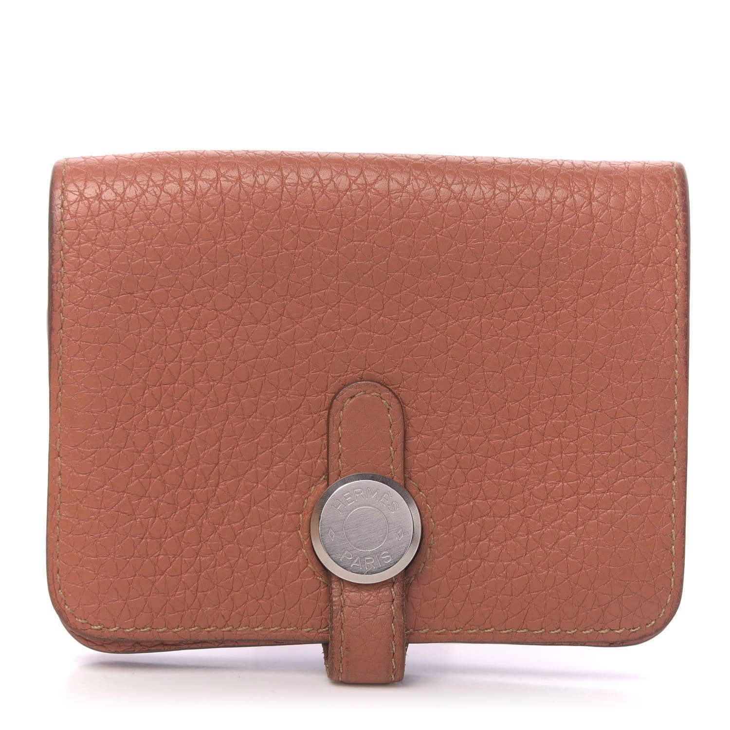 Hermes Taurillon Clemence Dogon Card Case Rose Thè 1 of 8