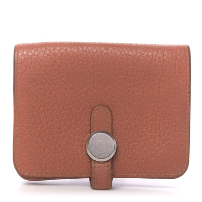 Hermes Taurillon Clemence Dogon Card Case Rose Thè 1 of 8