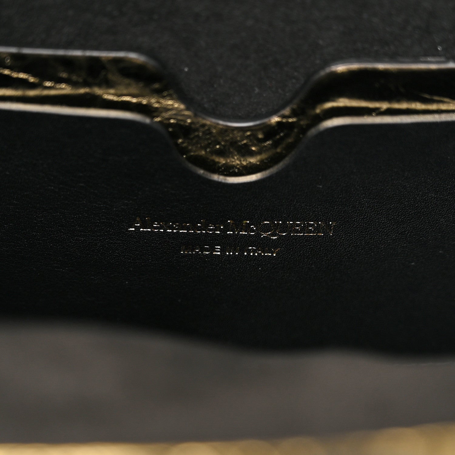 Alexander McQueen Metallic Crash Calfskin The Tall Story Shoulder Bag Black Gold 6 of 11