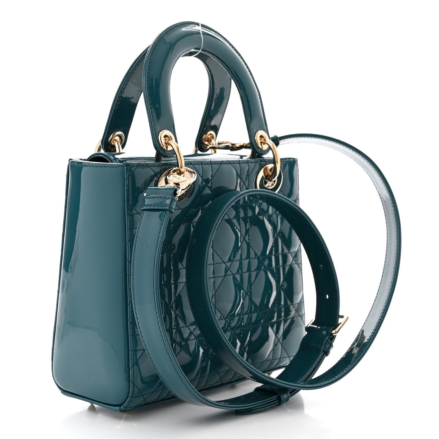 Christian Dior Patent Cannage Small Lady Dior Turquoise 3 of 10
