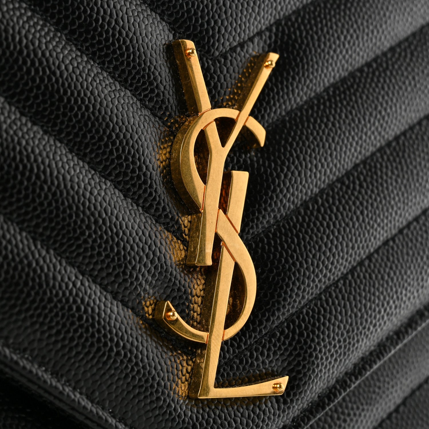 Saint Laurent Grain De Poudre Matelasse Chevron Monogram Envelope Clutch Black 7 of 7