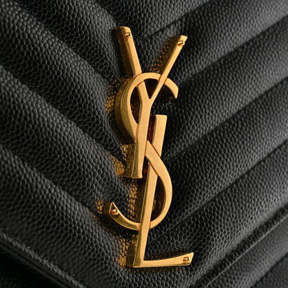 Saint Laurent Grain De Poudre Matelasse Chevron Monogram Envelope Clutch Black 7 of 7