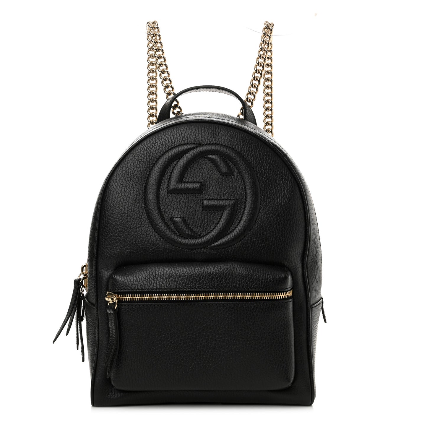Pebbled Calfskin Soho Chain Backpack Black