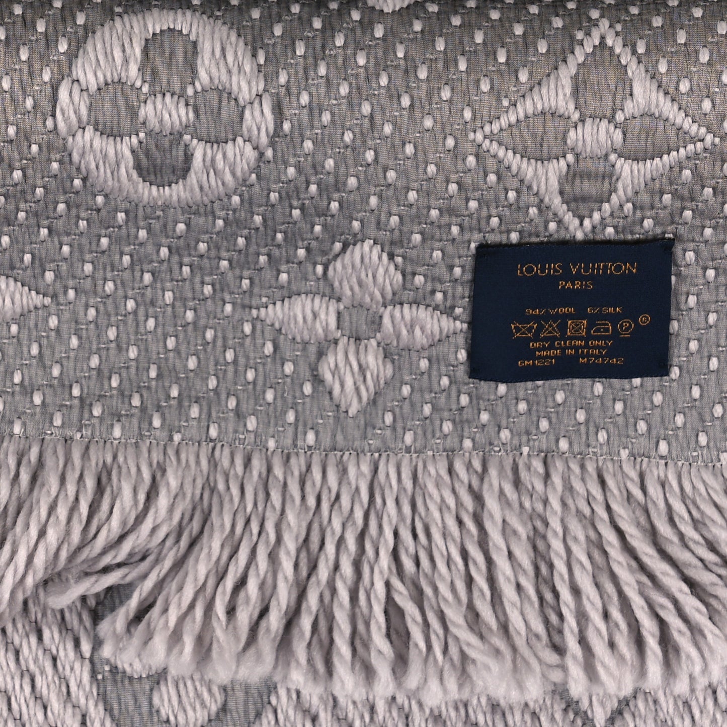 Wool Silk Logomania Scarf Pearl Grey