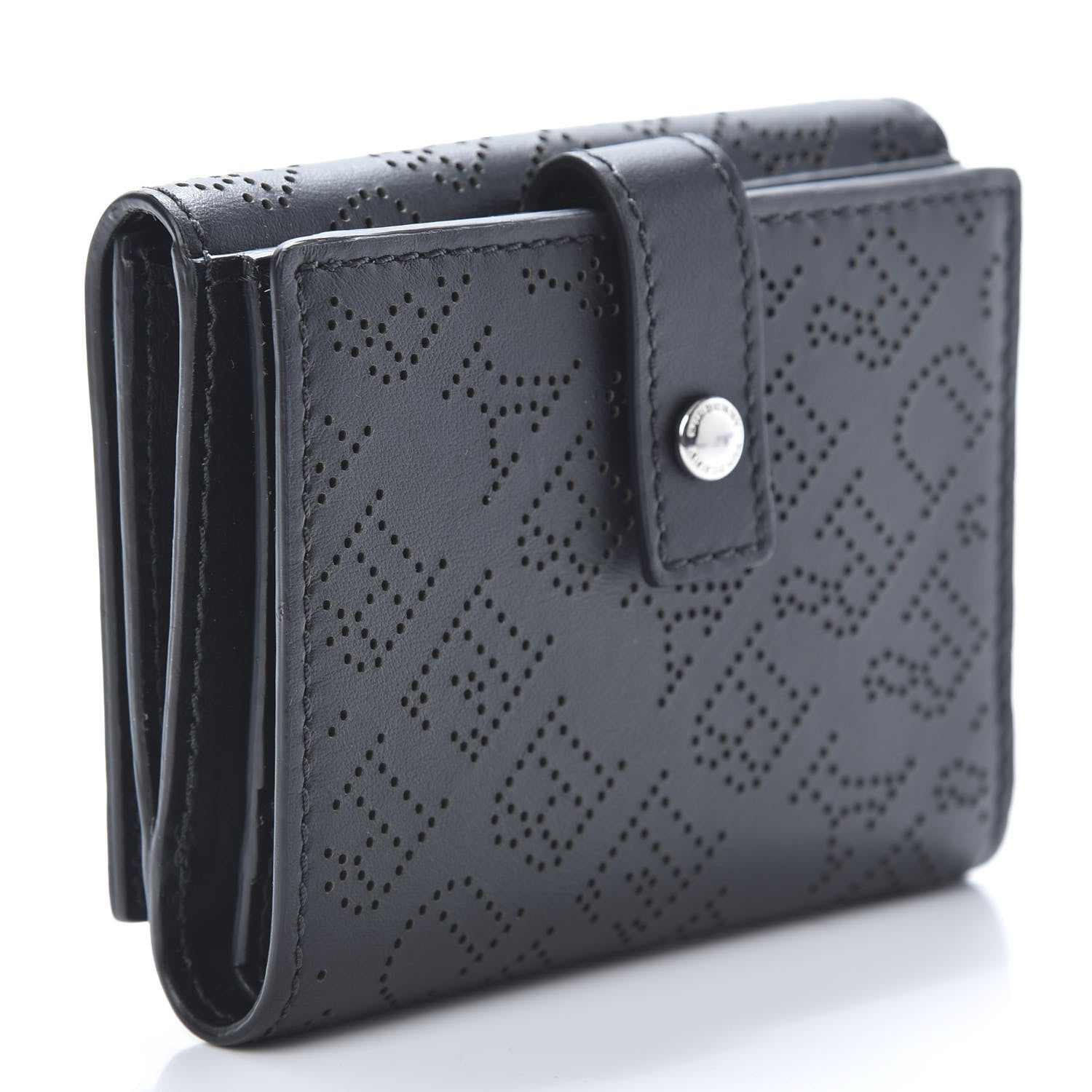 Burberry Calfskin Perforated Compact Wallet Black 3 of 9
