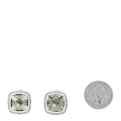 David Yurman Sterling Silver Diamond Prasiolite 20mm Albion Earrings 2 of 4