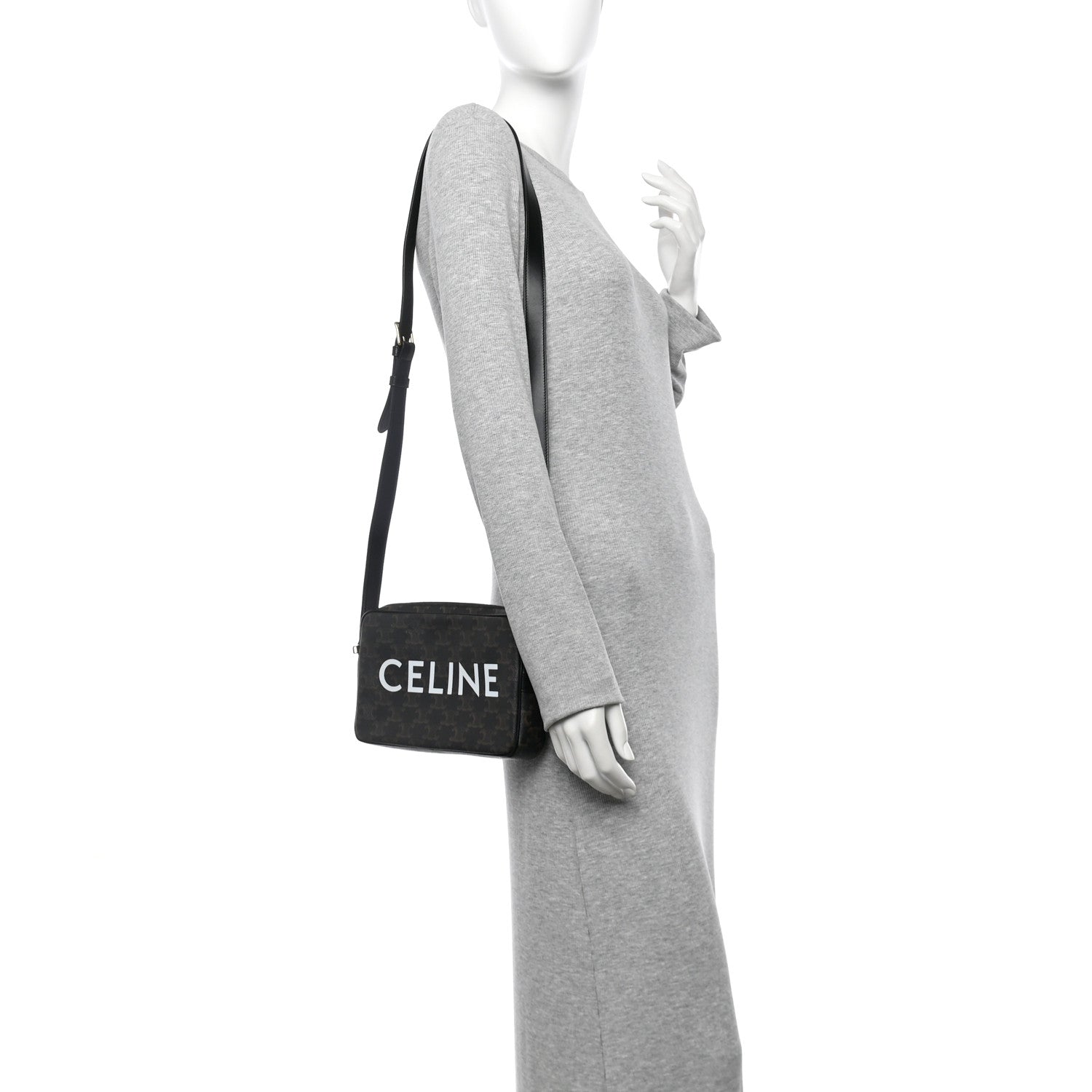 Celine Triomphe Canvas Medium Messenger Bag Black 2 of 10