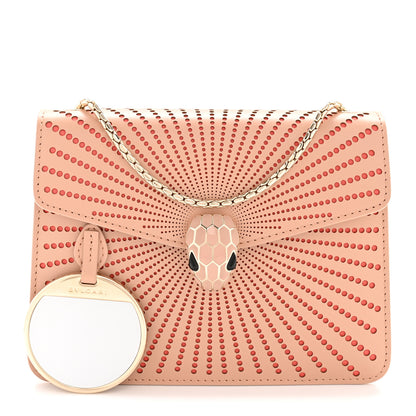 Bulgari Calfskin Laser Cut Small Serpenti Forever Diamond Blast Top Handle Bag White Beige 3 of 11