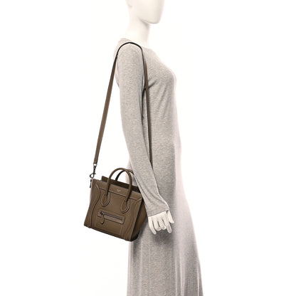 Celine Drummed Calfskin Nano Luggage Souris 2 of 11