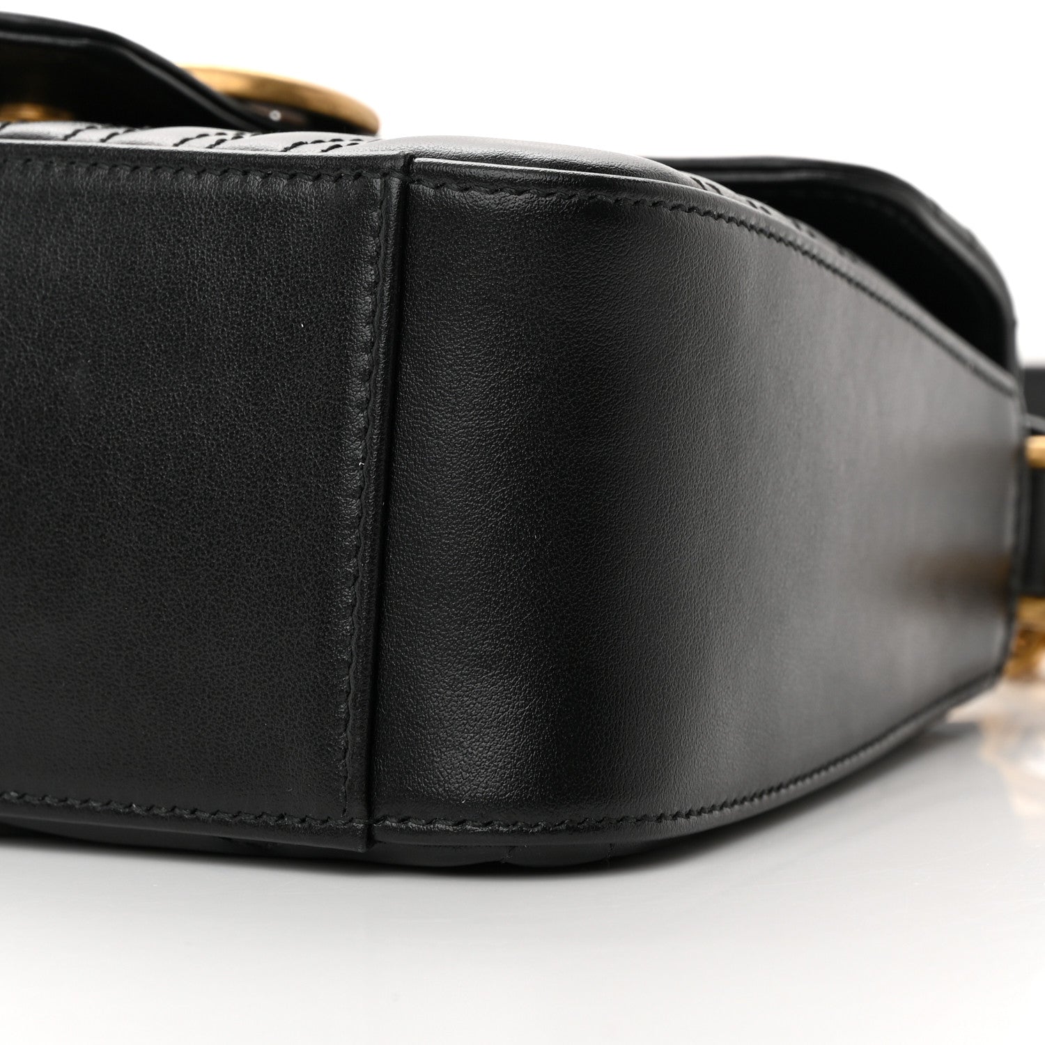 Gucci Calfskin Matelasse Mini GG Marmont Top Handle Shoulder Bag Black 10 of 13